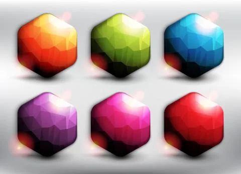 Abstract hexagonal vector web buttons set of 6. Ilustración de archivo