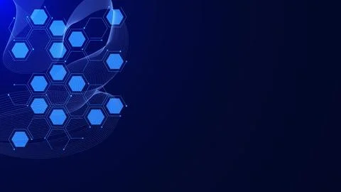 Abstract hexagonal with wave flow background for dna, atom, neurons. Stock Illustration