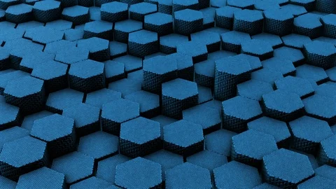 Abstract Hexagons Background Random Motion, 3d  Animation, Cloth Material Stock Footage 124643437