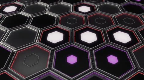 Abstract hexagons of different colors in rows, seamless loop. Animation. Close イラスト素材