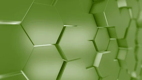 Abstract Hexagons Green Background Random Motion, 3d Animation 4k Video stock 107222148