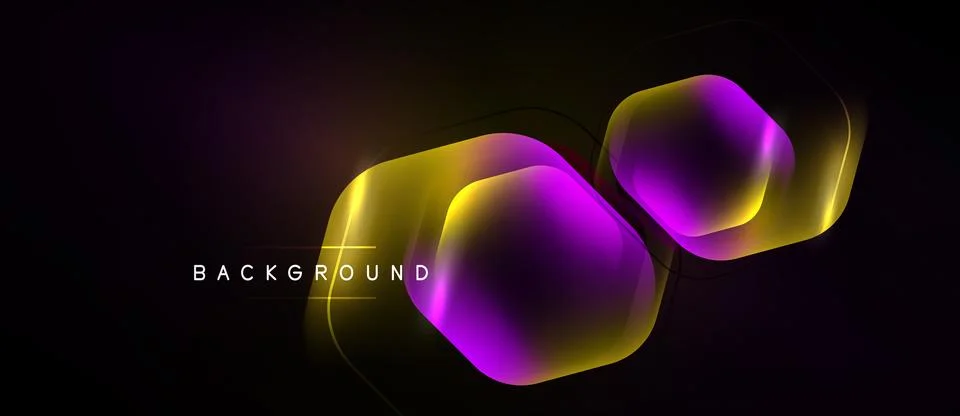 Abstract hexagons overlap, creating vibrant gradients. Yellows, purples blend 库存插图