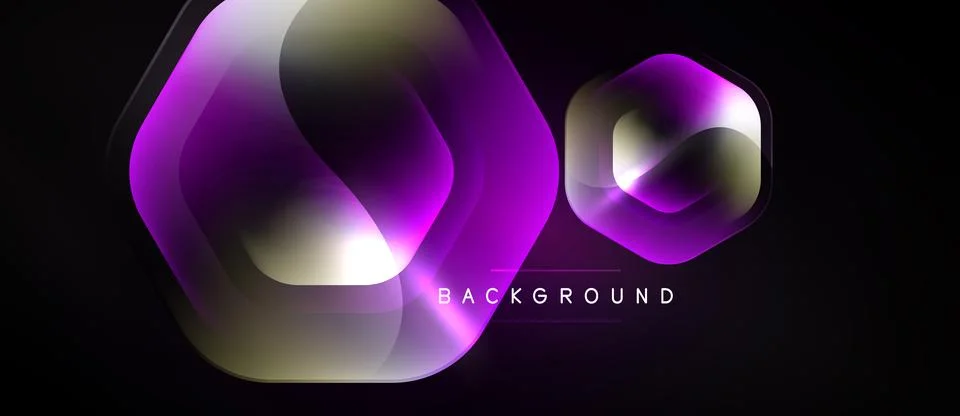 Abstract hexagons overlap, creating vibrant purple, white gradients. Dark 스톡 일러스트