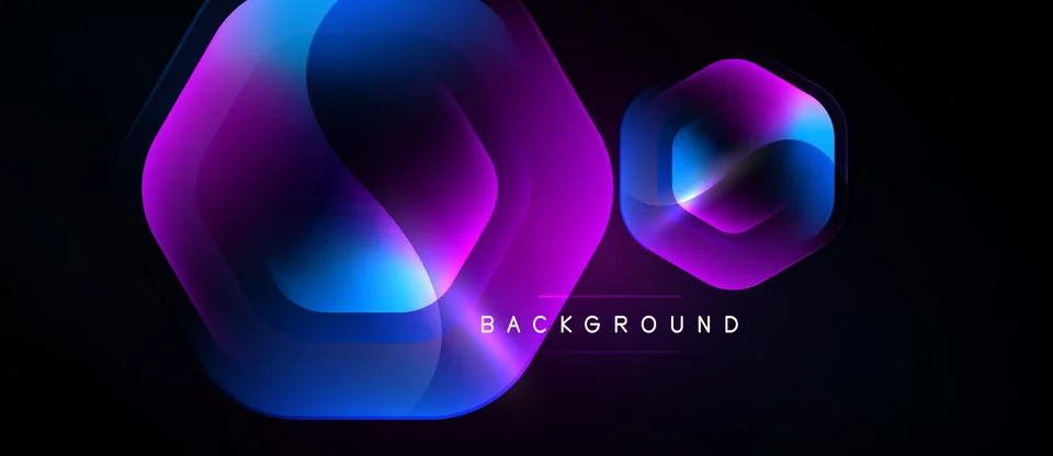 Abstract hexagons overlap, creating vibrant gradients. Purple, blue hues Stock Illustration