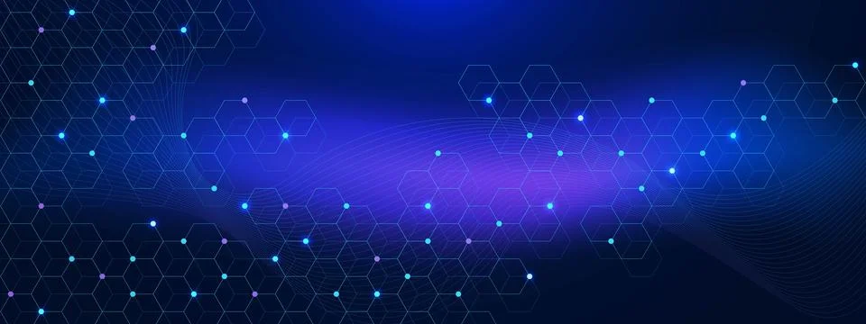 Abstract hexagons pattern and wave flow Stock Illustration