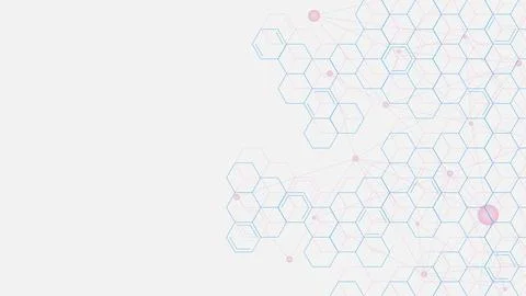 Abstract hexagons pattern with connecting dots and lines. Stock Illustration