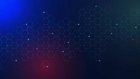 Abstract hexagons pattern with glowing particles. 스톡 일러스트