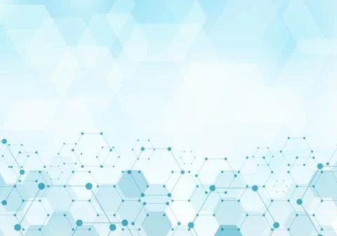 Abstract hexagons pattern molecule on blue background technology digital conc Stock Illustration