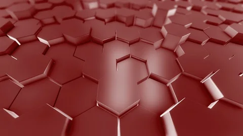 Abstract Hexagons Red Background Random Motion, 3d Animation 4k Video stock 107222727
