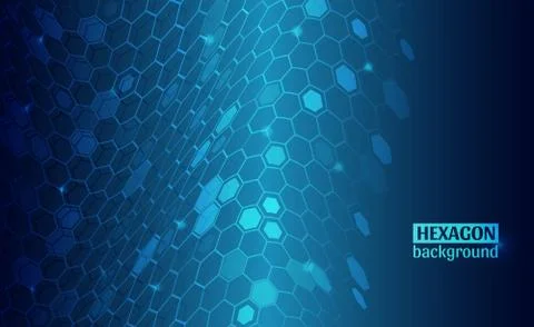 Abstract hexagons wave on the blue background. Design templates for science,  Stock-Illustration