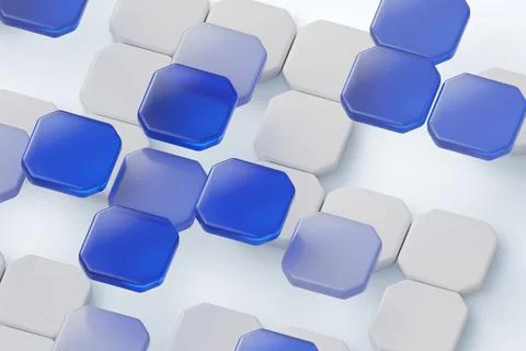 Abstract hi-tech 3d background with block pattern. Dynamic glass and plastic Illustrazione stock