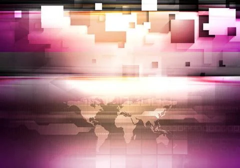 Abstract hi-tech background Abstract hi-tech background with world map Cop... Foto stock