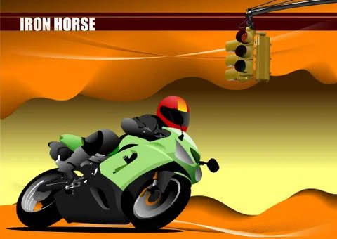 Abstract hi-tech background. desert with motorcycle image. vector desert colo Stock Illustration