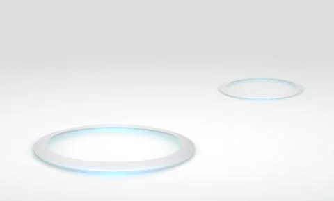 Abstract hi-tech background for display product. Round pedestal podium on white Illustrazione stock