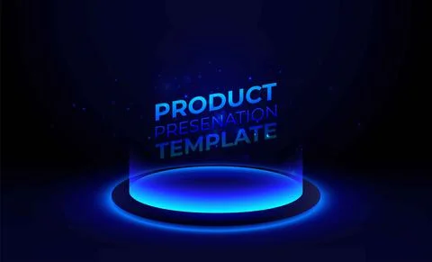 Abstract hi-tech background for display product with neon glowing ring on floor 스톡 일러스트
