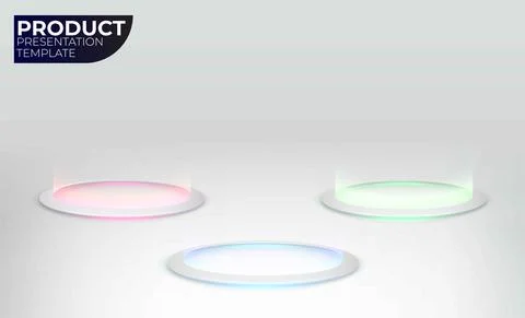 Abstract hi-tech background for display product with neon glowing rings on floor Illustrazione stock