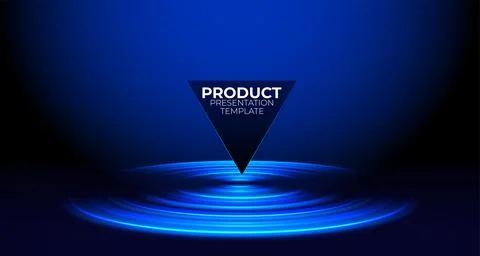 Abstract hi-tech background for display product with neon glowing ring on floor Illustrazione stock