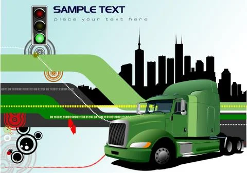 Abstract hi-tech background with lorry image. Vector Stock Illustration