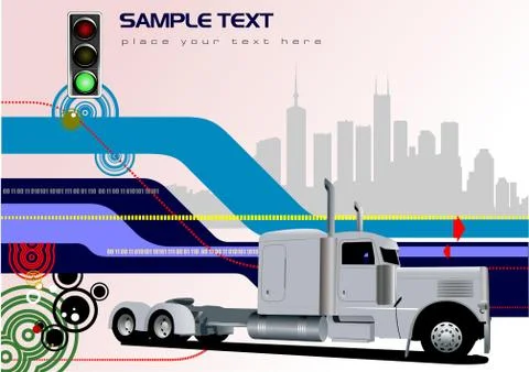Abstract hi-tech background with lorry image. Vector Stock Illustration