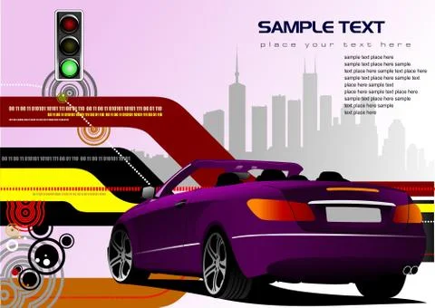Abstract hi-tech background with purple cabriolet image. Vector Stock Illustration