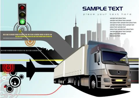 Abstract hi-tech background with truck image. Vector Stock Illustration