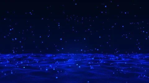 Abstract Hi-Tech bouncing blue particles background. Blue sphere particles .. Stock Illustration