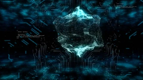 Abstract hi-tech circuit background lines and plexus object turning center Video stock 68477135