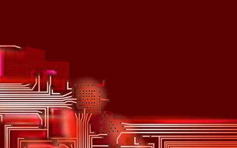 Abstract Hi-tech composition electronic red background. Industrial tech. Stock Illustration