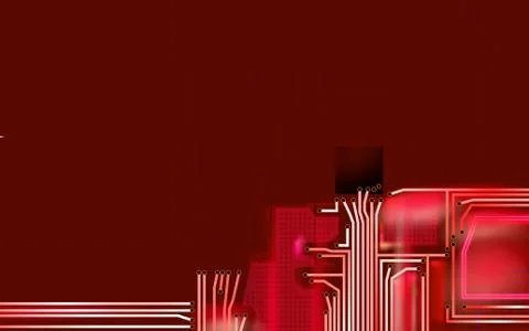 Abstract Hi-tech composition electronic red background. Industrial tech Stock Illustration