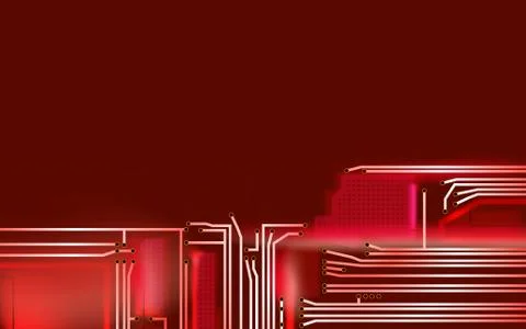 Abstract Hi-tech composition electronic red background. Stock Illustration
