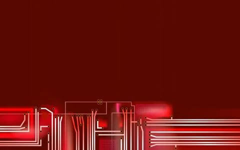 Abstract Hi-tech composition electronic red background. Stock Illustration