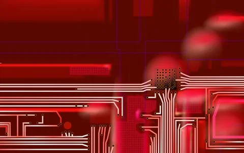 Abstract Hi-tech composition electronic red background Stock Illustration