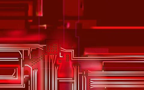 Abstract Hi-tech composition electronic red background Stock Illustration