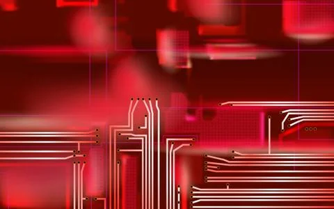 Abstract Hi-tech composition electronic red background. Industrial Stock Illustration