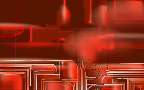 Abstract Hi-tech composition electronic red background. Industrial Stock Illustration