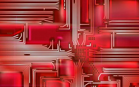 Abstract Hi-tech composition electronic red background. Stock Illustration