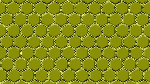 Abstract hi-tech hexagonal shapes with glowing metal mesh futuristic background Video stock 296044575