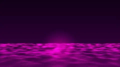 Abstract Hi-Tech purple dot and particle wave animated background video. Fu.. Illustrazione stock