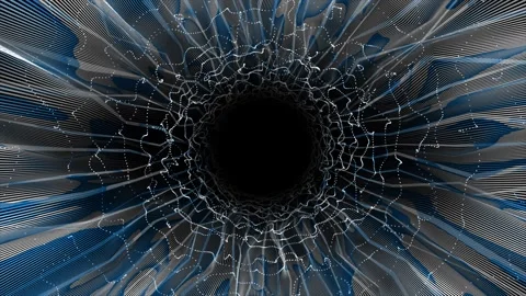 Abstract hi-tech sci-fi wiggling parallel lines on black background Stock Footage 296088090