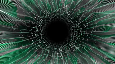 Abstract hi-tech sci-fi wiggling parallel lines on black background Stock Footage 296088110