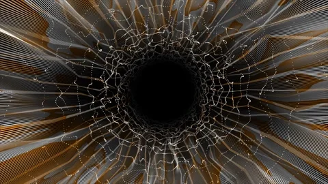 Abstract hi-tech sci-fi wiggling parallel lines on black background Stock Footage 296088149