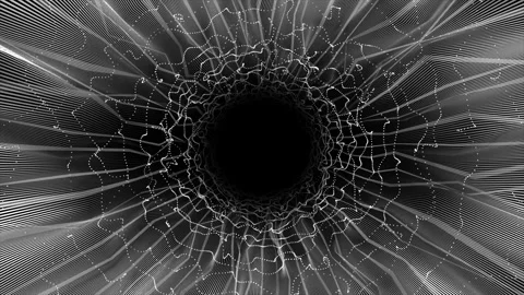 Abstract hi-tech sci-fi wiggling parallel lines on black background Stock Footage 296088176