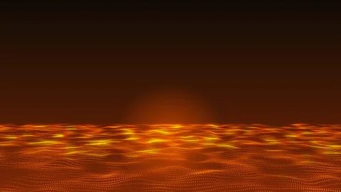 Abstract Hi-Tech yellow dot and particle wave animated background video. Fu.. Illustrazione stock