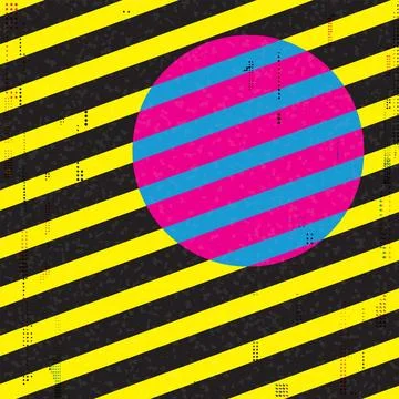 Abstract high contrast geometric shape and stripes with riso print effect v.. Stock Illustration