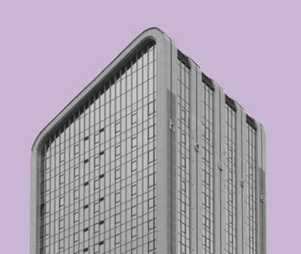 Abstract high rise building facade against a purple background. Monochrome Stock Illustration