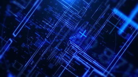 Abstract High-Speed Cyber Data Network Connection, Blockchain Analytics Stock Footage 338284598