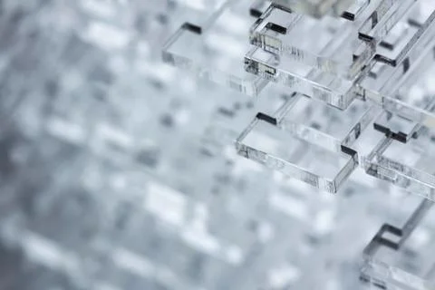 Abstract high-tech background. Details of transparent plastic or glass. Laser Stock Photos