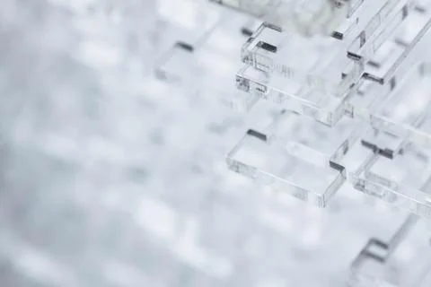Abstract high-tech background. Details of transparent plastic or glass. Laser Stock Photos