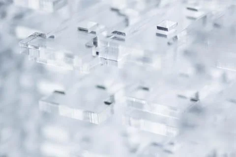 Abstract high-tech background. Details of transparent plastic or glass. Laser Stock Photos