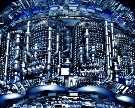 Abstract high-tech background from metal pipes technology cooling. Stock Illustration